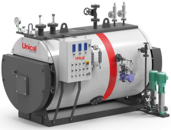 Паровые котлы высокого давления промышленные Unical BAHR’12 OR – паропроизводительность 300-6000 кг/ч